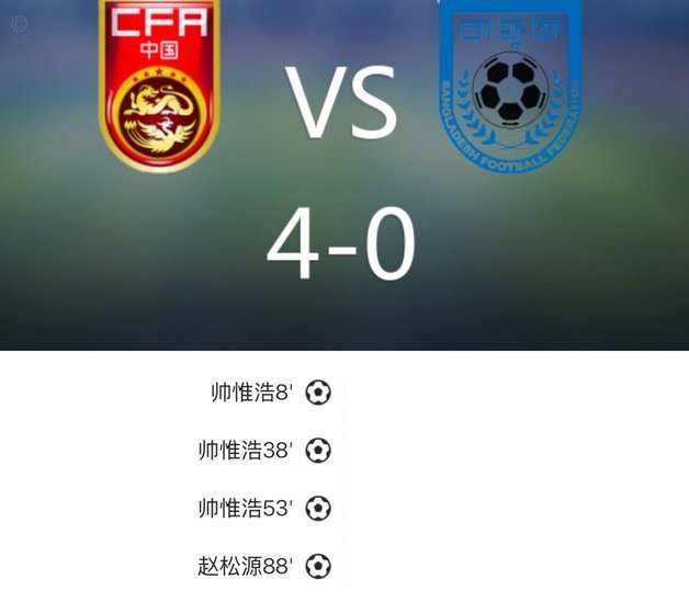 赵松源领衔首发对阵尼日利亚U17